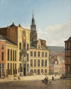 De Stadhuisbrug met omgeving te Utrecht by Willem Albertus Haanebrink