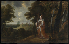 Die Heilige Kaiserin Helena mit dem Kreuz in Waldlandschaft by Anonymous