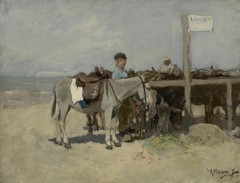 Donkey stand on the beach at Scheveningen by Anton Mauve