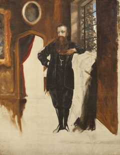 Edward Heneage Dering (1826-1892) standing in an interior at Baddesley Clinton by Rebecca Dulcibella Orpen