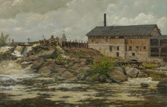 Farnham's Mill at St. Anthony Falls, Minneapolis by Alexis Jean Fournier