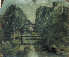 Figure on a Bridge in a Forest by Theo van Doesburg
