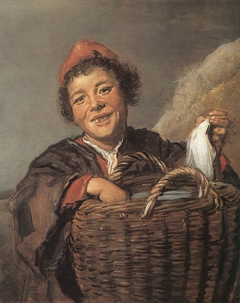Fisher boy with a basket in a landscape