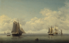 Fishing Boats in a Calm Sea by Charles Brooking