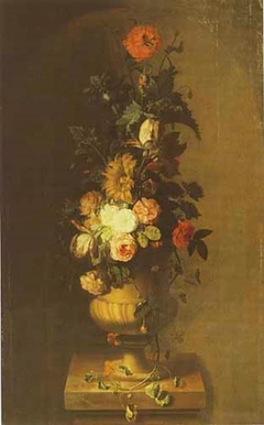 Flowerpiece in a Garden Vase on a Pedestal by Jan van Huysum