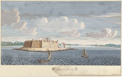 Fort Hammenhiel (Hummenil) te Ceylon, gezien van zee by C. Steiger