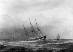 Fregatten "Nymphen" i en storm i året 1832
