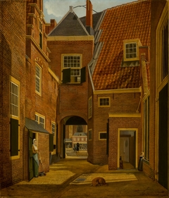 Gezicht door de Pandpoort op de Grote Markt te Haarlem by Wouterus de Nooy