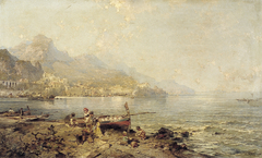 Gezicht op Amalfi aan de Golf van Salerno by Franz Richard Unterberger