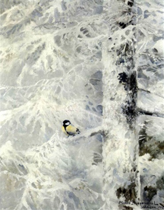 Goldfinch in a Snow Covered Tree by Mosse Stoopendaal