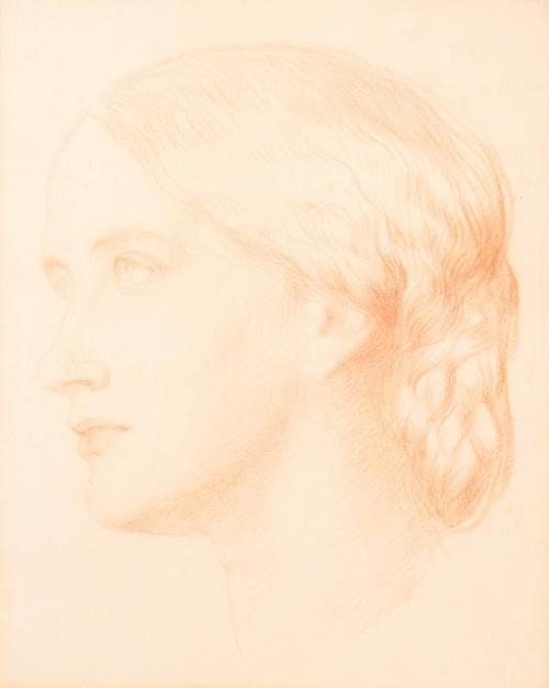 Head of a Young Woman with Braided Hair - George Frederick Watts - ABDAG003583