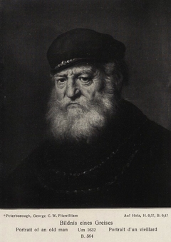 Head of an old man with a beard and a cap by Rembrandt