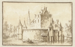 Het huis Ter Does bij Leiden, van links gezien by Abraham Rademaker