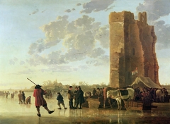 Ice Scene before the Huis te Merwede near Dordrecht by Aelbert Cuyp