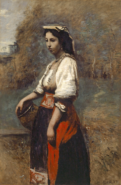 Italian at the fountain by Jean-Baptiste-Camille Corot