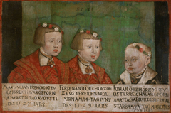 Kaiser Maximilian II. (1527-1576) mit seinen Brüdern Ferdinand II. (1529-1595) und Johann (1538-1539) by Jakob Seisenegger