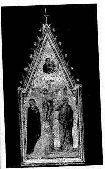 Kruisiging, met de Madonna en kind in een medaillon