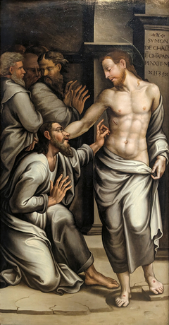L'Incrédulité de saint Thomas ; Au revers, l'apparition du Christ à la Madeleine by Simon de Châlons