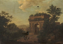 Landscape with a Peasant in front of a Stone Arch by Anonymous