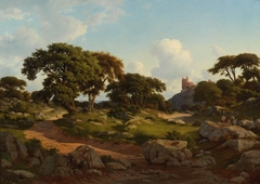 Landscape with a Ruined Castle, Hammershus on the Island Bornholm by Georg Emil Libert