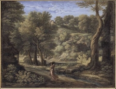 Landscape with a woman on a path by an anonymous artist from Rome