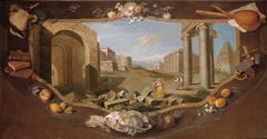 Landscape with an Architectural View by Charles Joseph Flipart