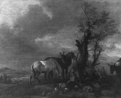 Landscape with resting peasants by Philips Wouwerman
