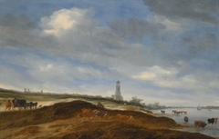 Landscape with view on Rhenen by Salomon van Ruysdael