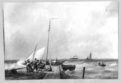 Landungssteg mit Fischern und Booten by Hermanus Koekkoek