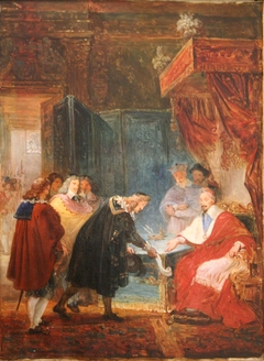 Le Cardinal de Richelieu reçoit les premiers Académiciens qui lui présentent les statuts de l'Académie by François Joseph Heim