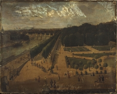 Le jardin des Tuileries, vu du pavillon de Flore, vers 1830