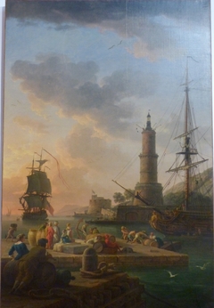 Le Soir à la mer. L'entrée dans le port by Joseph Vernet