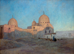 Les dômes de la mosquée Barkouk, Le Caire by Émile-René Ménard