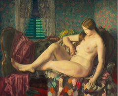 Nude with Hexagonal Quilt by George Bellows