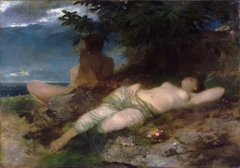Nymph and Satyr by Arnold Böcklin