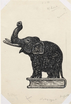 Olifant op boek (schets) by Leo Gestel