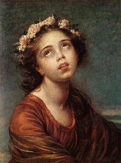 Portrait de Julie Lebrun portant une couronne de roses by Elisabeth Louise Vigée Le Brun