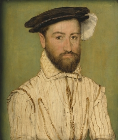 Portrait of a Bearded Gentleman, in a Black Beret With White Plumage by Corneille de Lyon