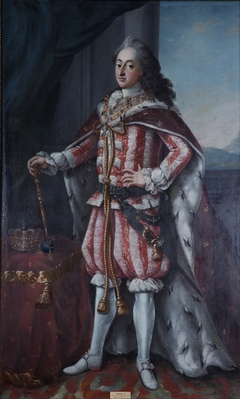 Portrait of king Frederick V of Denmark in Coronation robe by Anonymous