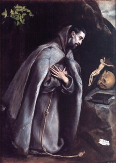 S. Francis meditating on the knees by El Greco