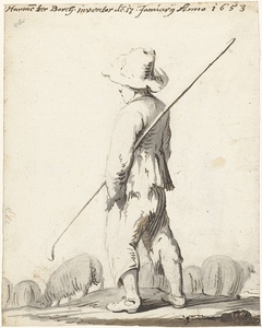 Schaapherder met zijn kudde, van achteren gezien by Harmen ter Borch