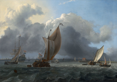 Ships in a Gale on the IJ before the City of Amsterdam by Ludolf Bakhuizen
