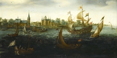 Ships off IJsselmonde by Aert Anthonisz.