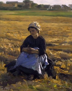 Small Gleaner Sitting in the Field