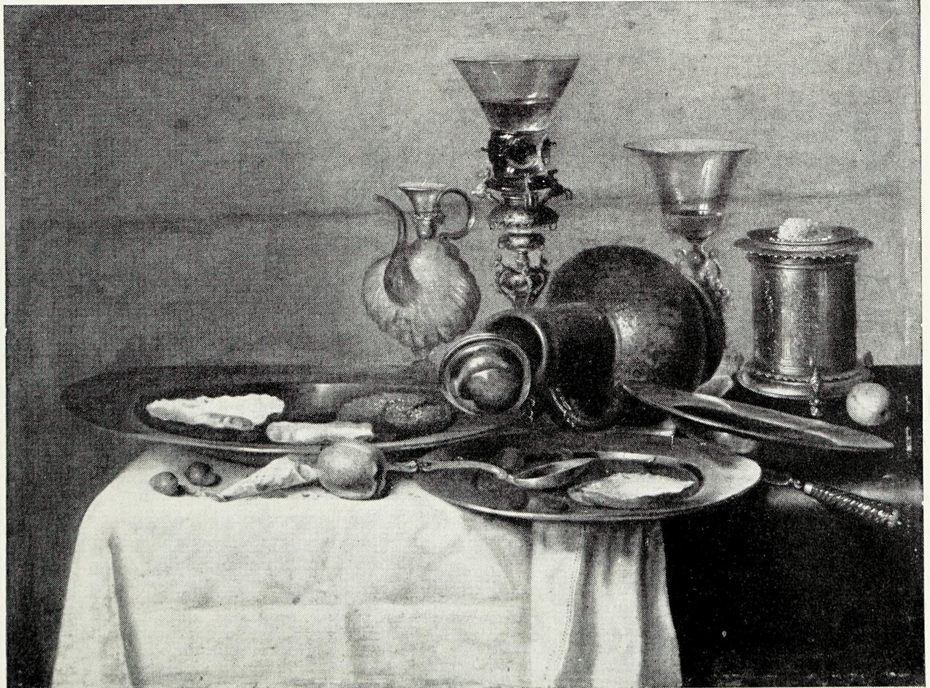Still life with oysters and façon de Venise glassware