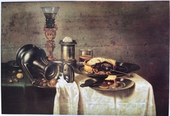 Still life with pie, nuts and berkemeyer