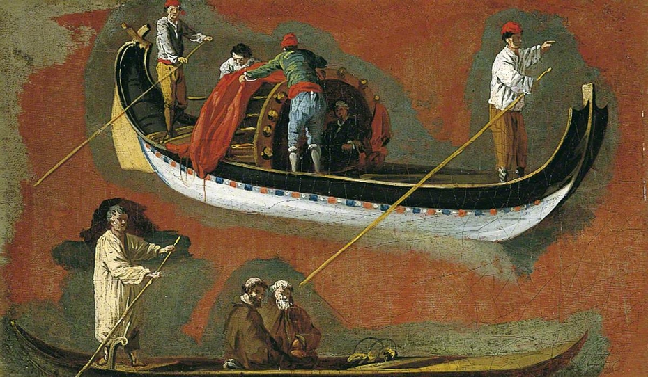 Study of Two Gondolas and Figures