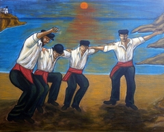 Syrtaki dance at the beach by Tasso Pappas