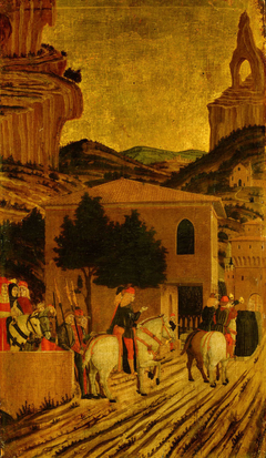 Szene aus dem Leben des Hl. Vinzenz Ferrer: Der Predigerzug des Heiligen, der auf einem Esel reitet by Agnolo degli Erri