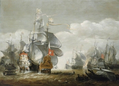 The Battle of Lowestoft, 3 June 1665, Showing HMS 'Royal Charles' and the 'Eendracht' by Hendrik van Minderhout